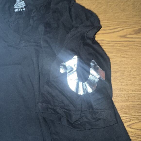 True Religion Men's Size Large Premium 100% Cotton V-Neck Logo T-Shirt Black New - Picture 4 of 5